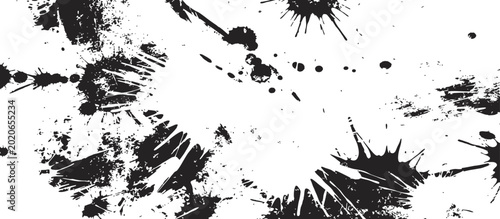 Abstract black ink splatter grunge texture background vector