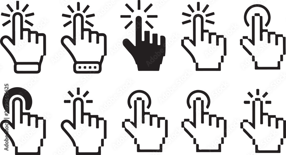 Fototapeta premium Pointer cursor computer pointing click mouse icon black and white