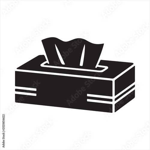 Obraz na plátně Black Tissue Box Silhouette Icon for Hygiene, Cold and Household Items