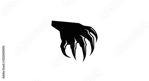 Cuadro en lienzo Black monster claw hand silhouette on white background