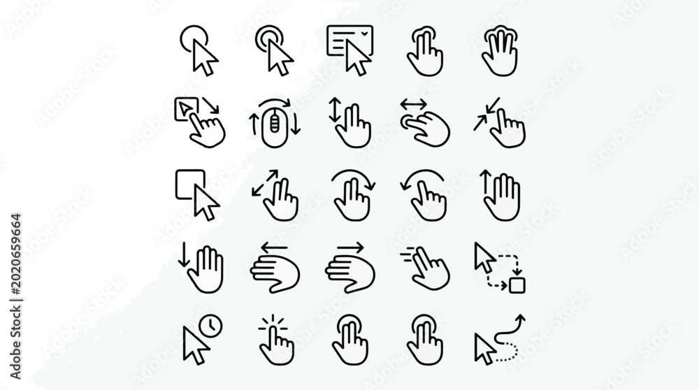 Konstfotografi Touchscreen gesture icons and mouse cursor set