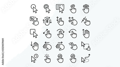 Konstfotografi Touchscreen gesture icons and mouse cursor set