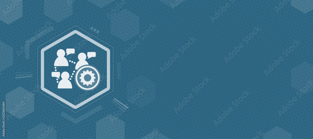 Foto Abstract background featuring a central hexagonal icon representing teamwork, co
