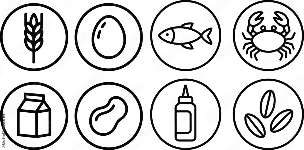 Fotografie Common food allergens icons