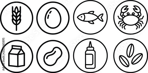 Fotografie Common food allergens icons