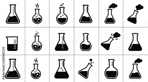 Photos Laboratory glassware icons set