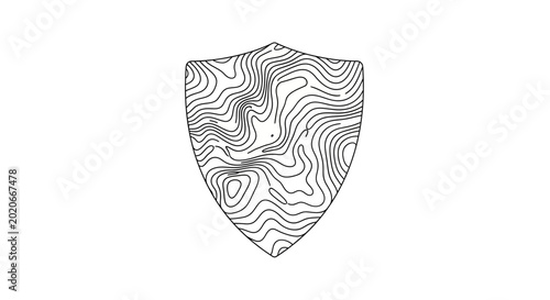 Abstract Topographic Shield Symbol Line Art