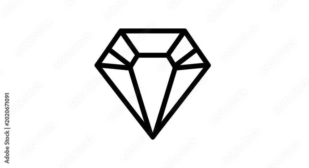 Εκτύπωση καμβά Minimalist Diamond Icon, Geometric Gemstone Outline, Luxury Symbol