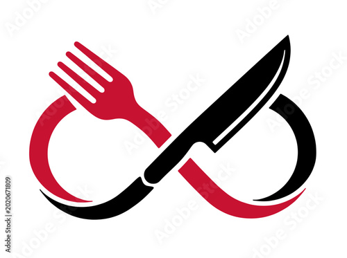 Infinity Symbol Logo with Fork and Knife