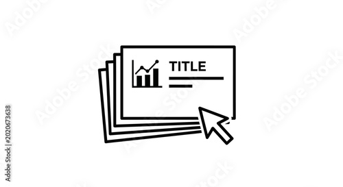 Presentation Slide with Growth Chart and Cursor Icon, Business Meeting or Report Concept