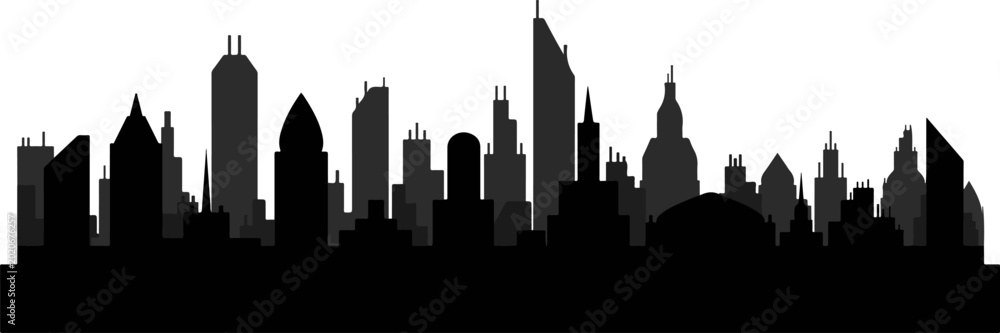 Fototapeta premium Modern City Skyline Silhouette Vector Illustration