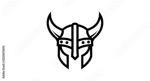 Cuadro en lienzo Viking Helmet Icon - Norse Warrior Headgear, Scandinavian Symbol