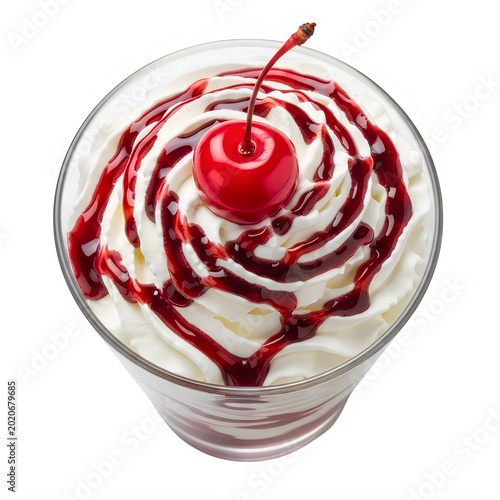 Delicious strawberry swirl ice cream in a cup
