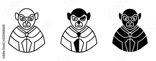 Canvas Print Stylized Monkey Icons: Three Variations, Business Attire, Vector Graphics for Br