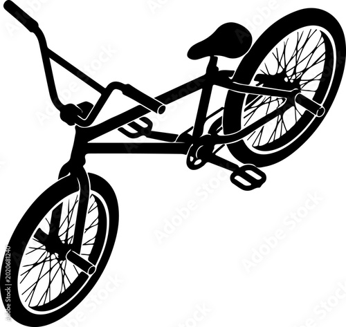 Black bicycle, BMX bike, vector silhouette, cycling icon, sports symbol