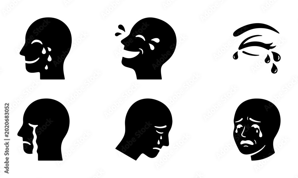 Αυτοκόλλητο Diverse Human Emotion Icons: Sadness, Crying, Grief, Tears, Distress, Facial Exp