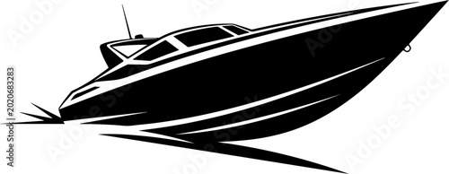 Speedboat, boat, vector, black, illustration, graphic, design, nautical, vehicle, watercraft