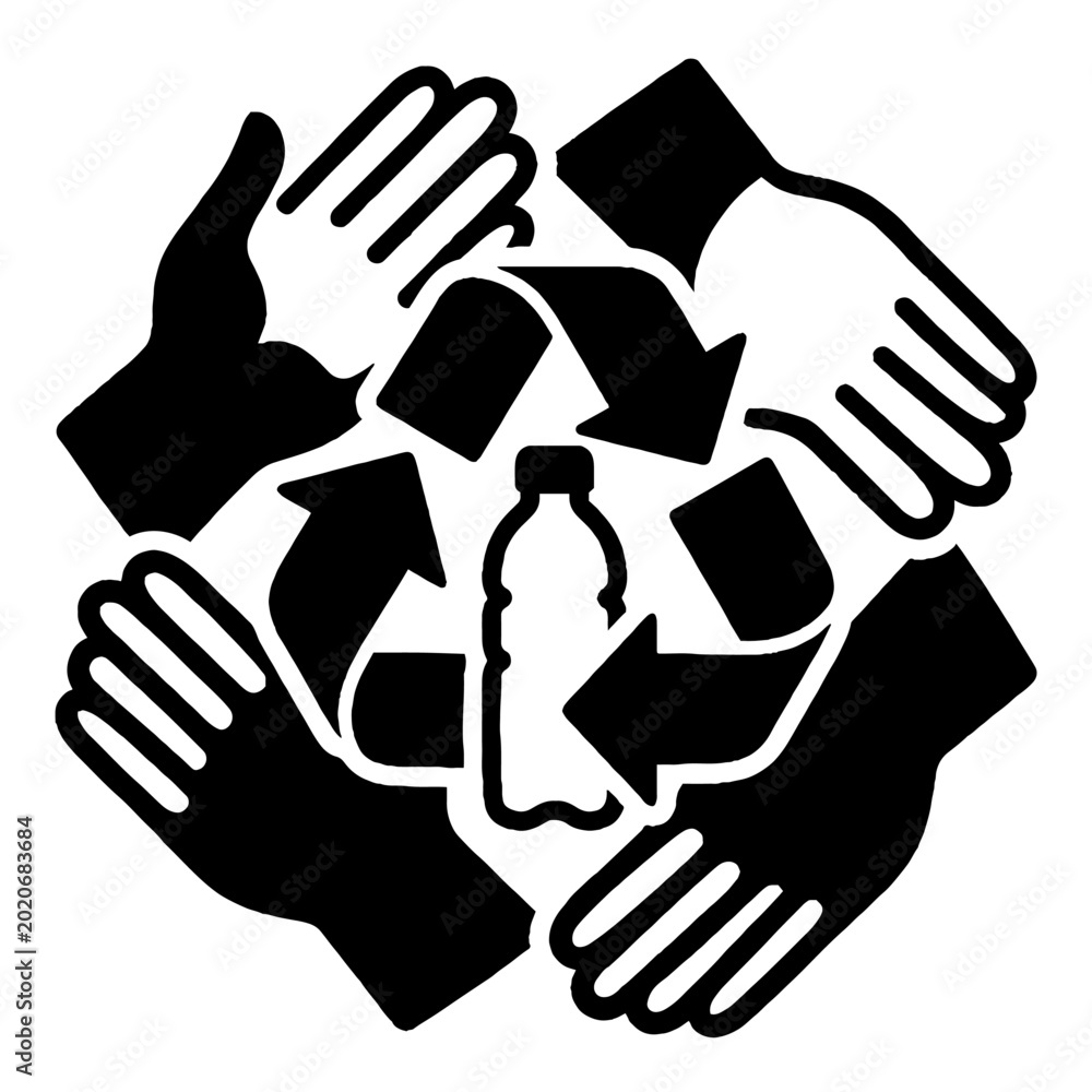Obraz premium Hands Holding Recycling Symbol Together.