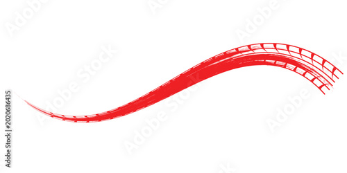 Red Brush Stroke Wave With Tire Track Pattern Abstract Grunge Design,abstract