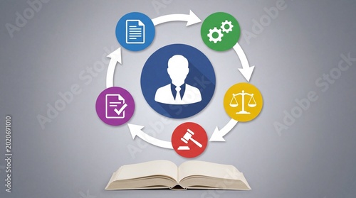 a lawyer workflow process with icons