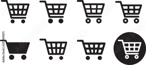 Tableau sur toile Shopping cart, shopping basket icon set, order button variation illustration, ve
