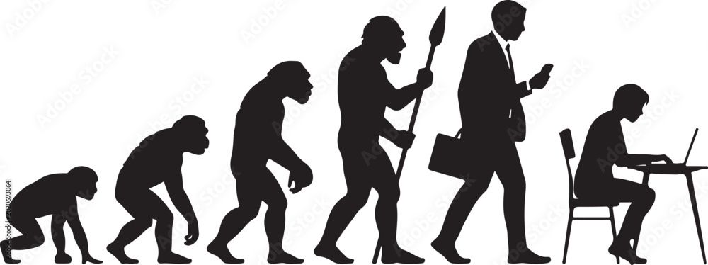 Εκτύπωση καμβά Silhouette of theory of evolution of man