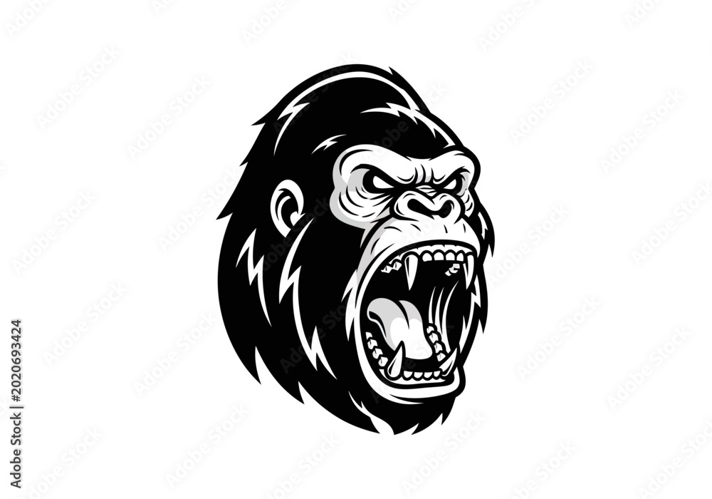 Φωτογραφία Angry gorilla head mascot logo design.