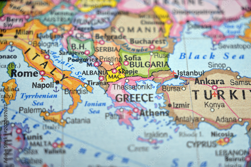 Obraz premium Skopje North Macedonia City Map Highlight with Soft Blur Background Minimal Modern Location