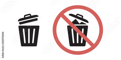 Tableau sur toile Professional waste prohibition icon set, high-contrast no trash symbols, open bi