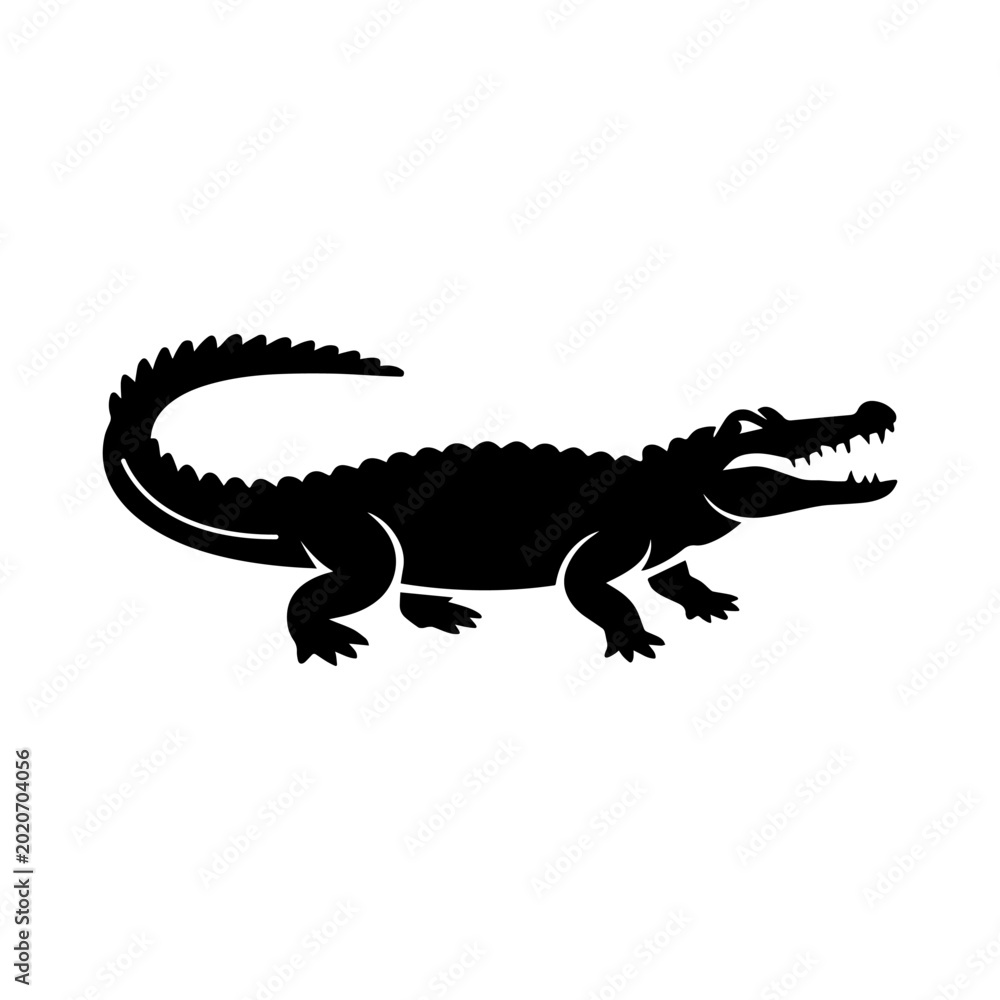 Fototapeta premium Crocodile Silhouette Icon Vector Design.