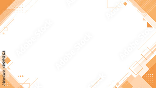 Abstract orange geometric frame background with diagonal lines and square elements, modern transparent PNG with copy space