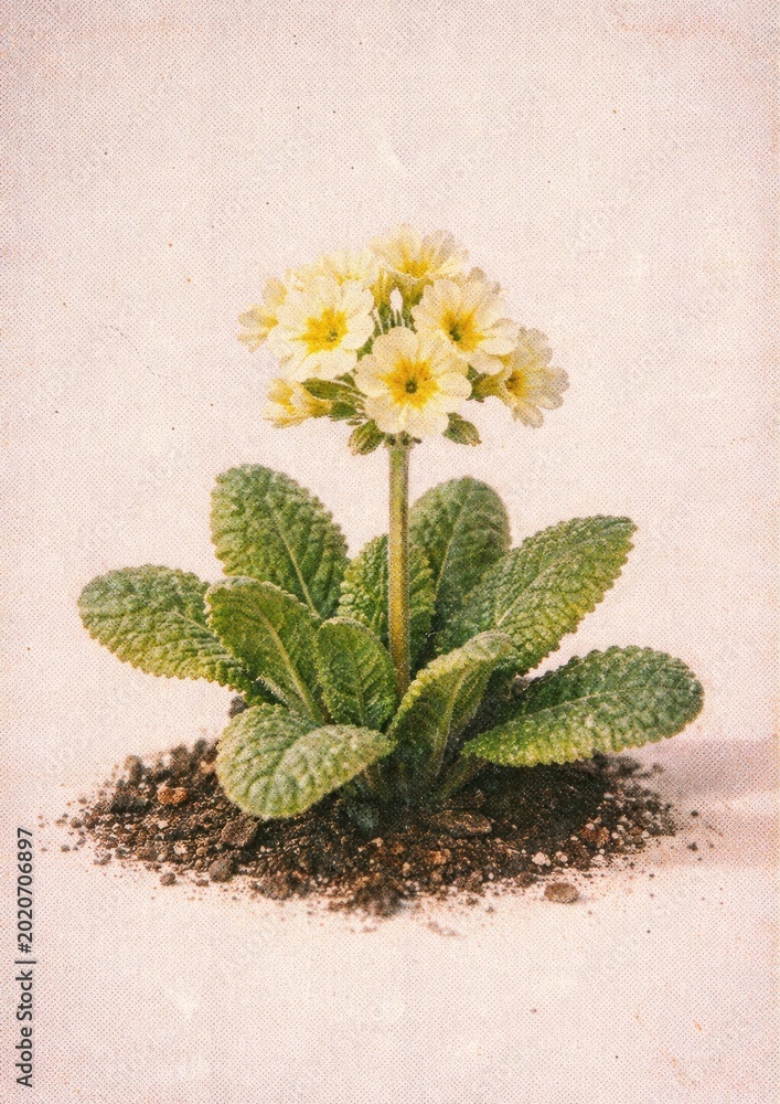 Obraz premium Delicate primrose on textured background.