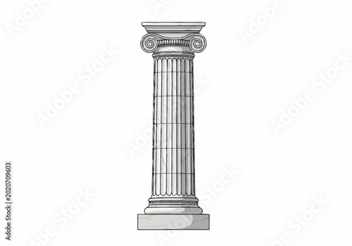 Obraz na płótnie Ancient Greek Ionic Column Architectural Element Illustration.