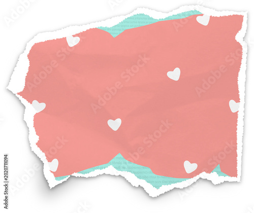 Scrapbook Pink Heart Paper Cutout, Ransom Paper Vintagem Scrapbook