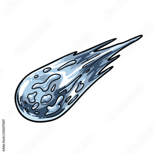 Comet with Tail Streaming Across Sky