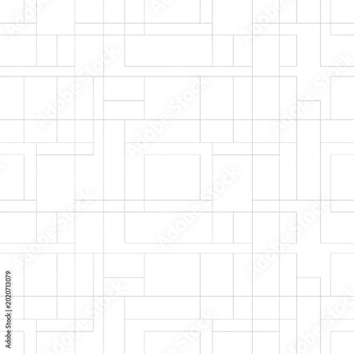 Minimalist geometric line pattern featuring intersecting light gray rectangles on white background.