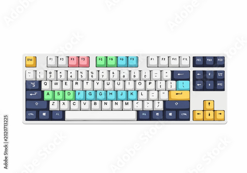 Fotografie Colorful mechanical keyboard with unique keycap design.