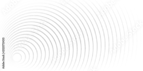 Fotografía Abstract monochrome halftone circular pattern with concentric ripple waves radiating from the center on a light background