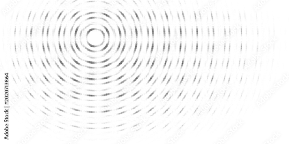 Εκτύπωση καμβά Abstract monochrome halftone circular pattern with concentric ripple waves radiating from the center on a light background