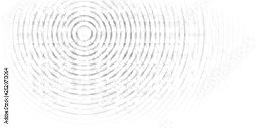 Slika na platnu Abstract monochrome halftone circular pattern with concentric ripple waves radiating from the center on a light background