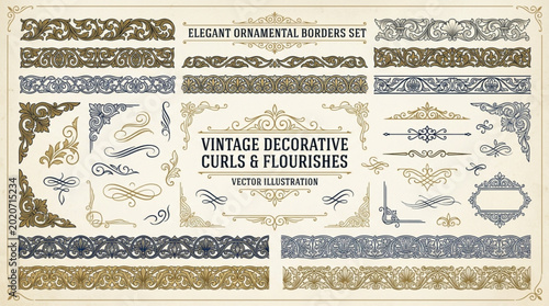 Fotografía Vintage Decorative Curls and Flourishes Set.