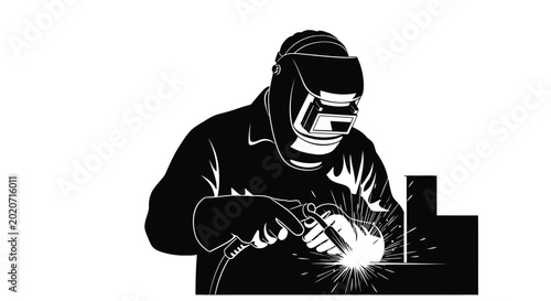 Εκτύπωση καμβά Gorilla welder a powerful primate engaged in industrial metalwork