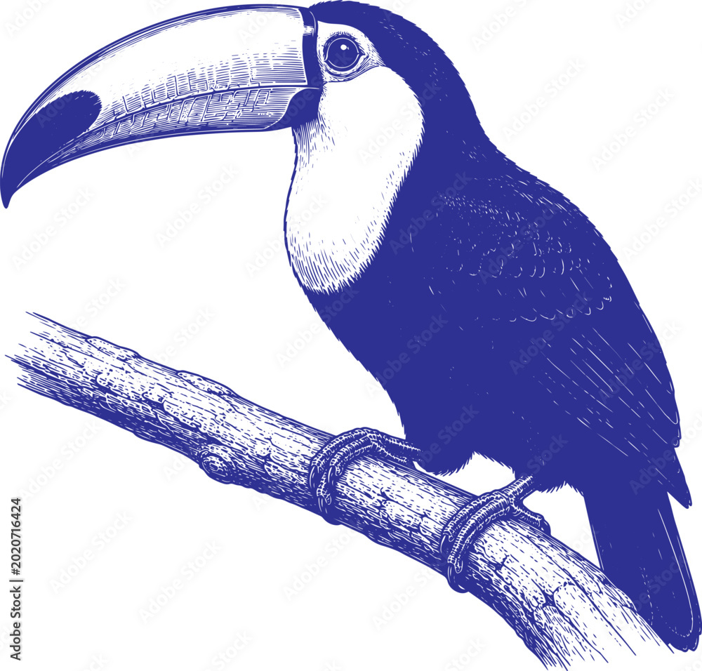 Fototapeta premium Hand Drawn Toucan Bird Sketch Vector Illustration Isolated Tropical Wildlife Ink Drawing