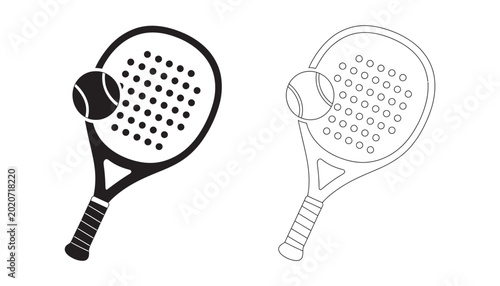 Canvastavla Padel tennis racket and ball logo icon vector, friendly match sport symbol, pade