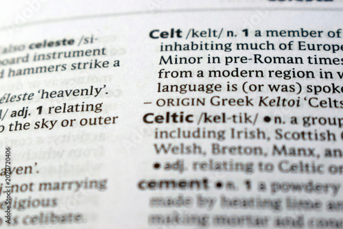 Tableau sur toile Detail Of English Dictionary Page And Word Pronunciation Of - celt