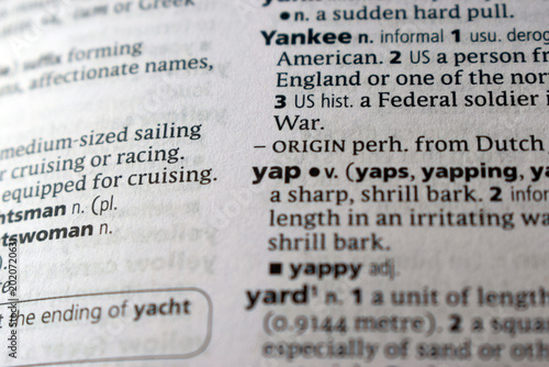 Fotografi Detail Of English Dictionary Page And Word Pronunciation Of - yap