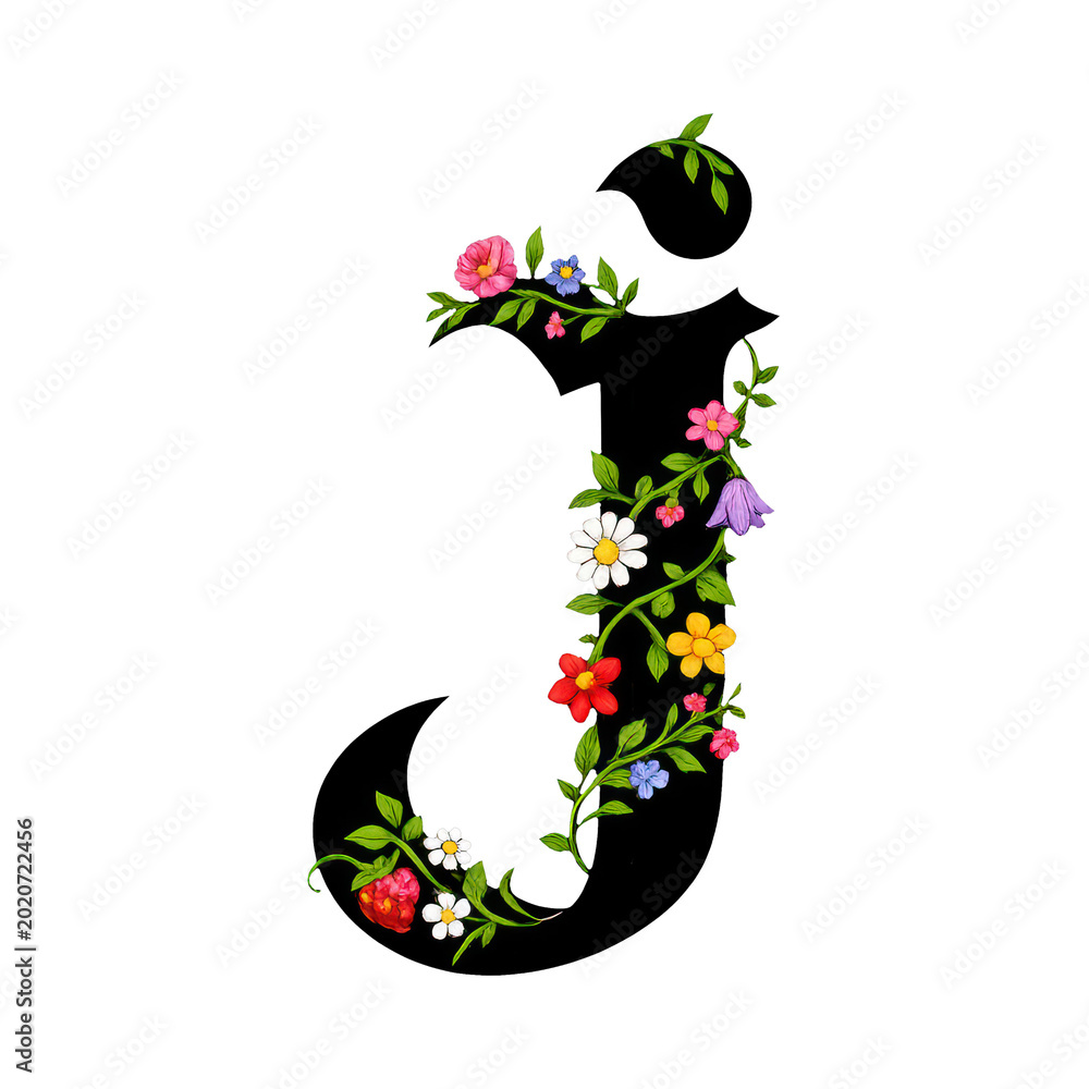 Obraz premium PNG Floral letter J illustration