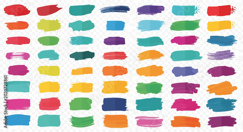 Set of colorful hand drawn paint brush strokes.