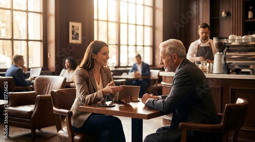 Businesswoman Meeting Senior Client in Modern Office