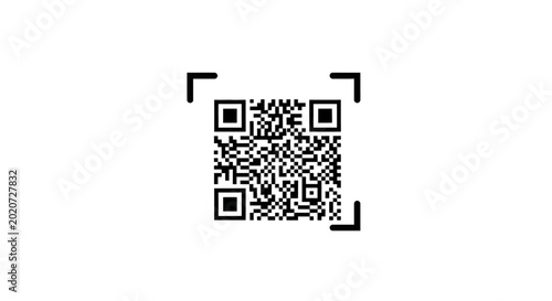 Abstract QR Code Icon with Scanning Frame